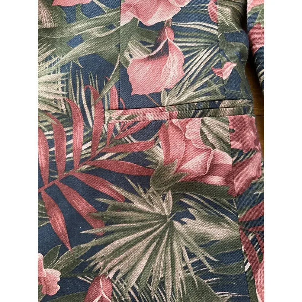 J.Ferrar sports blazer Hawaiian floral pink blue size 36 R slim